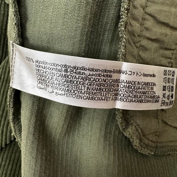 Zara Corduroy Vest Oversized Trucker Style Olive Green Women's Small - Picture 11 of 13
